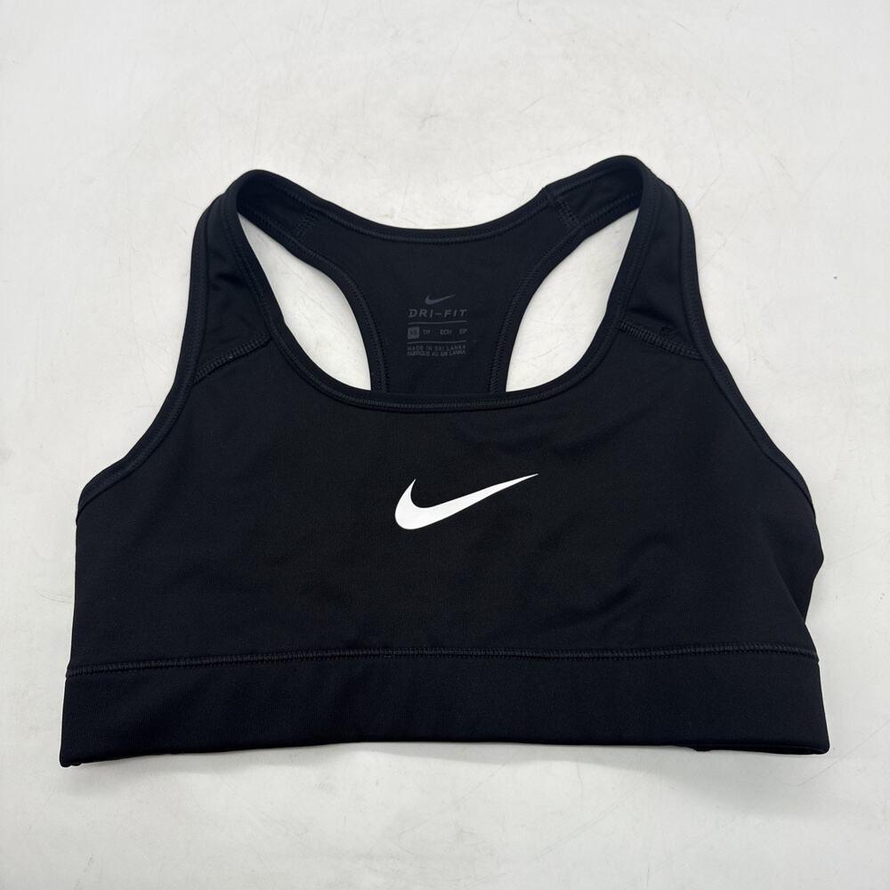 NIKE‎ DRI-FIT Size XS Womens BLK Unlined Wireless Pull On Racer Back Sports Bra